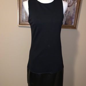 Faux leather (part) sleeveless dress.